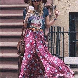 Spell Folk Town Maxi Skirt in Red